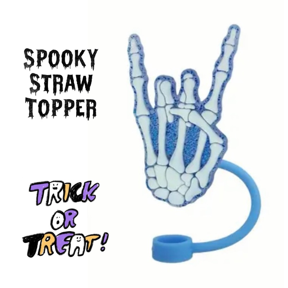 Straw Topper/Cover, Spooky Skeleton Hand, NEW, Bug/Dust/Germ Proof